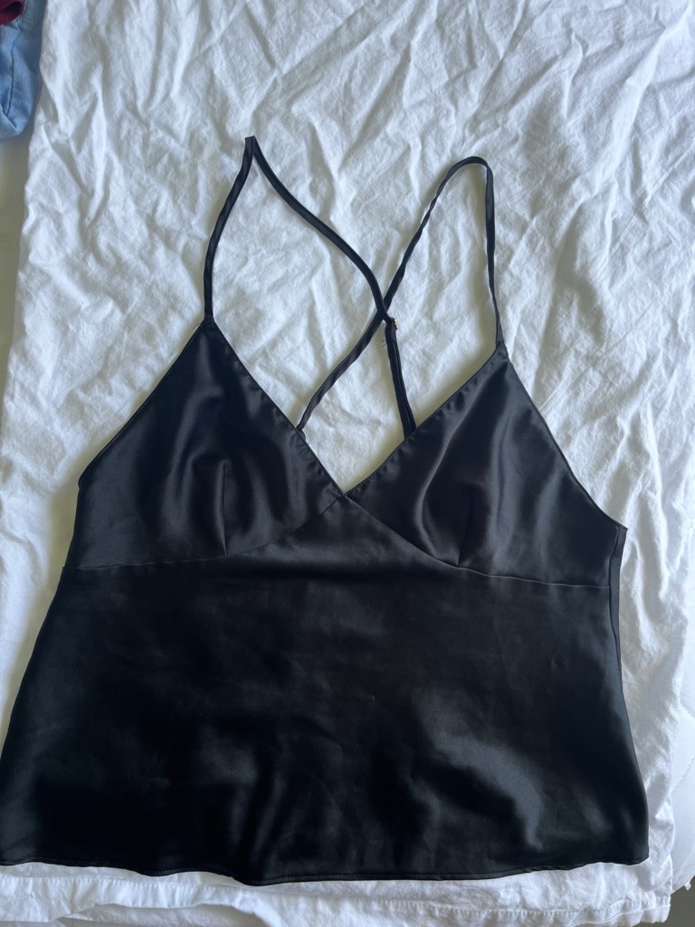 Victoria's Secret Black Satiny Open Back Cami Top